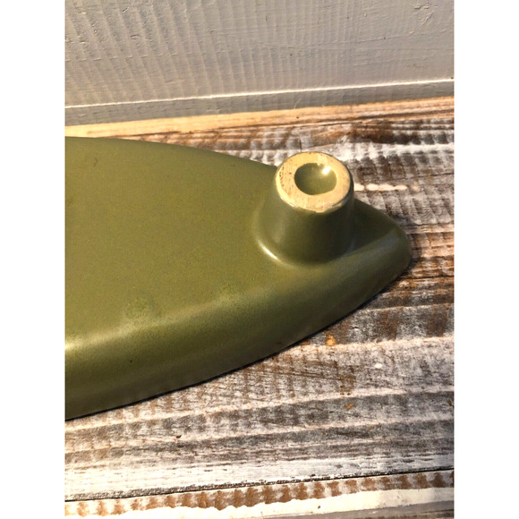 Vintage 1960 McCoy Floraline Centerpiece Candle Holder #409 MCM Green Matte - Picture 8 of 8